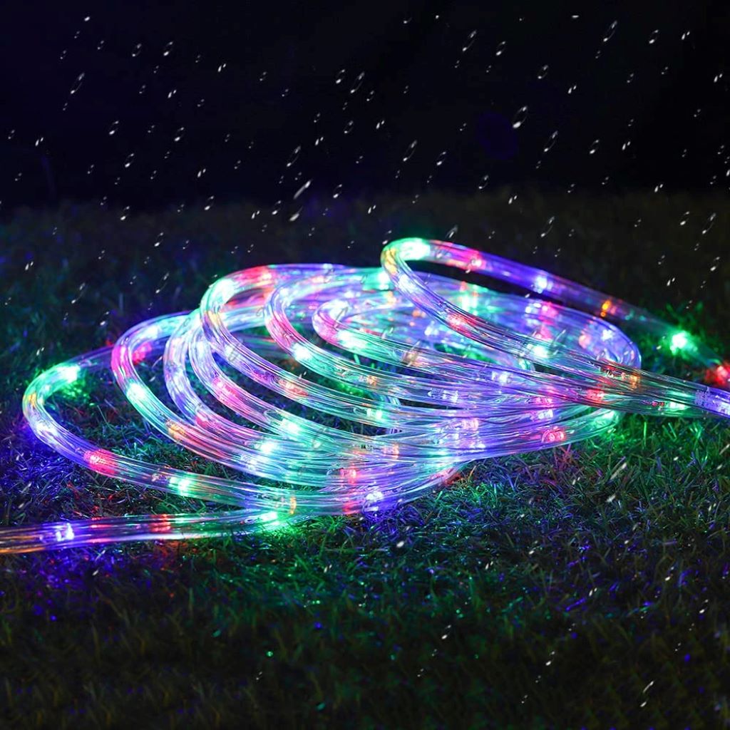 Close-up of flexible DINGFU LED rope lights ideal for indoor and outdoor use