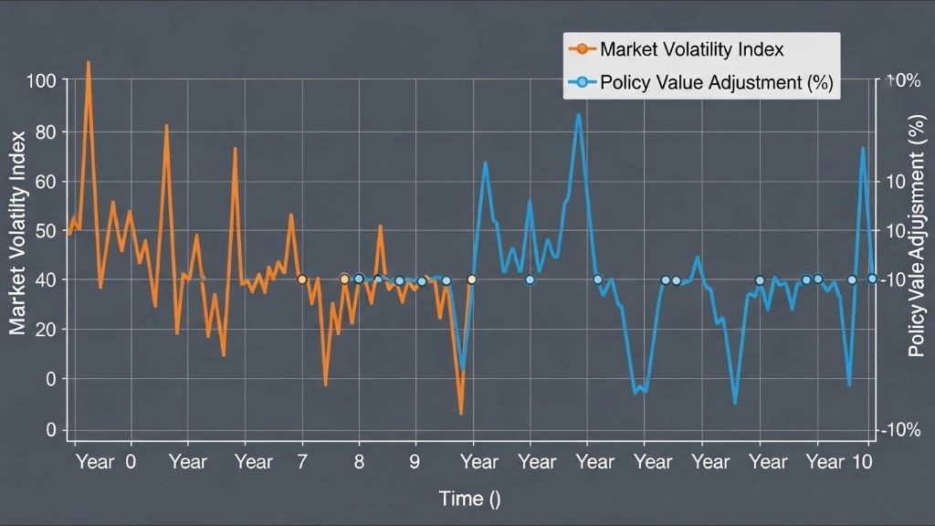 Graph illustrating the relationship between market volatility and insurance policy value adjustments over time