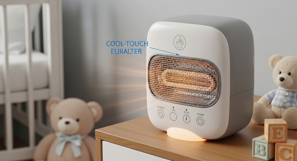 Digital thermostat display on ceramic room heater