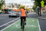 Cyclist following essential road safety tips while biking
