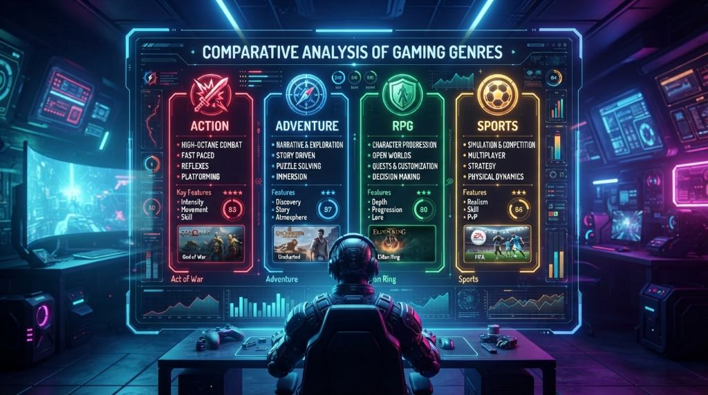 Comparison of popular video game genres and features
