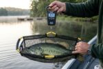 Weighing a fish with a fishing gear scale