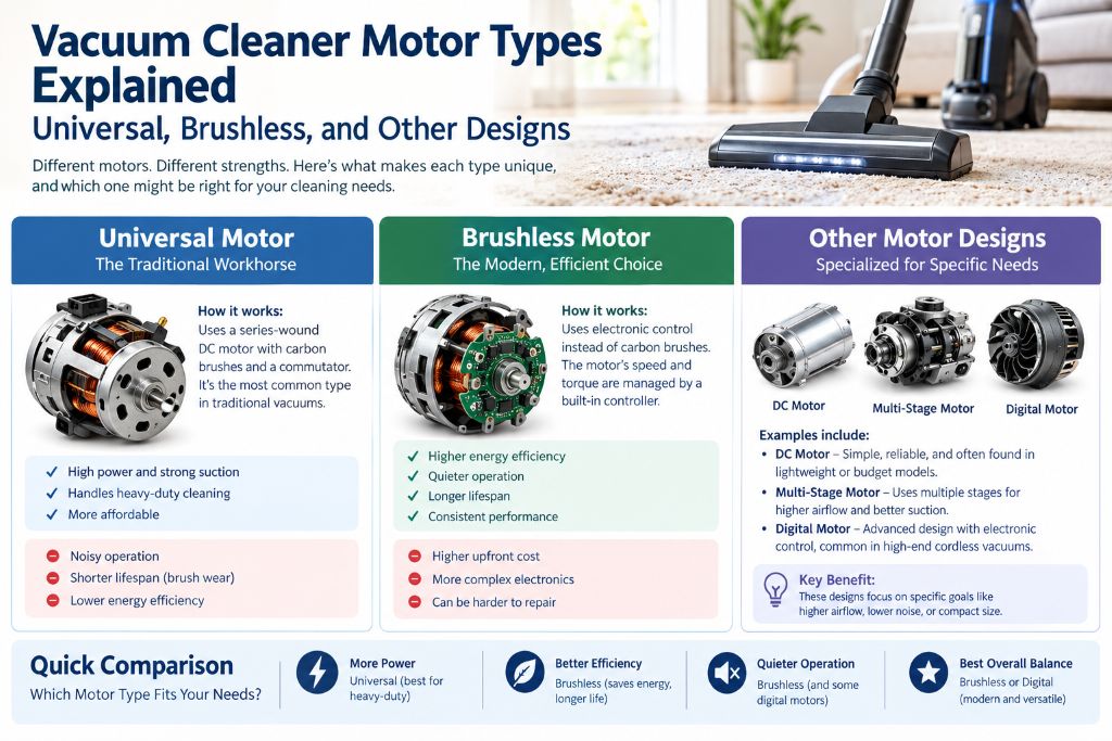 Vacuum cleaner motor types explained