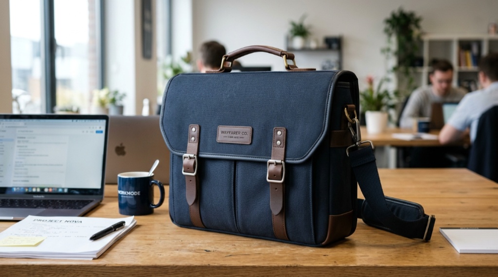 Professional opening a structured leather briefcase filled with organized business documents.