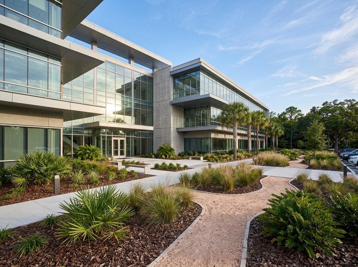 Design durable, cost-effective commercial grounds in Jacksonville, FL. Explore hardy native plants, smart irrigation, and expert low-maintenance strategies.